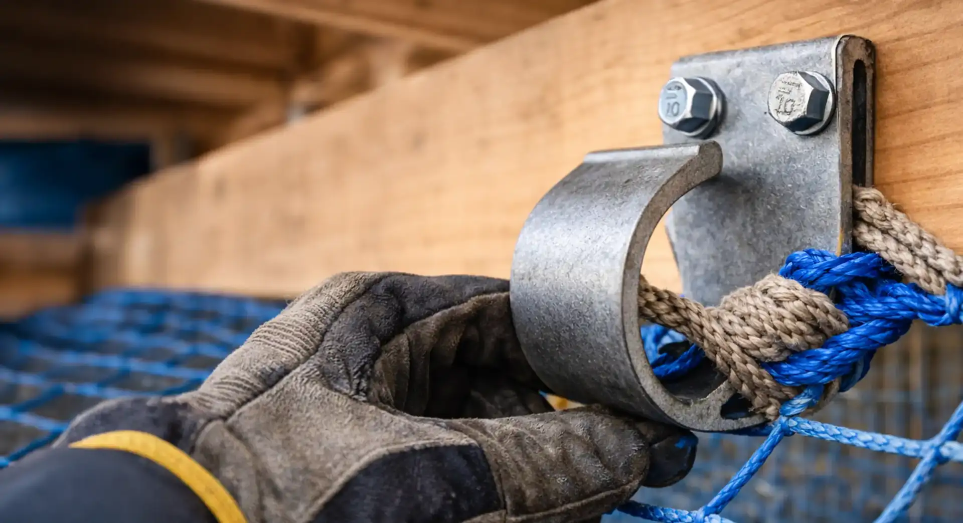 Safety net installation for truss and roof work